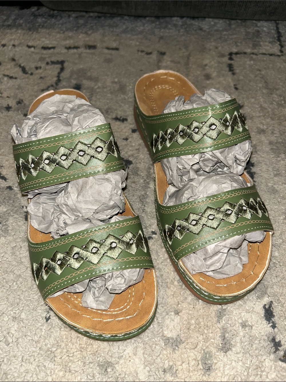 Green Slip-On Sandals
